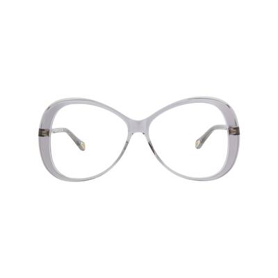 Chloé Round-Frame Bio Acetate Optical Frames, Transparent Lens, Shiny Transparent Dark Grey Frame