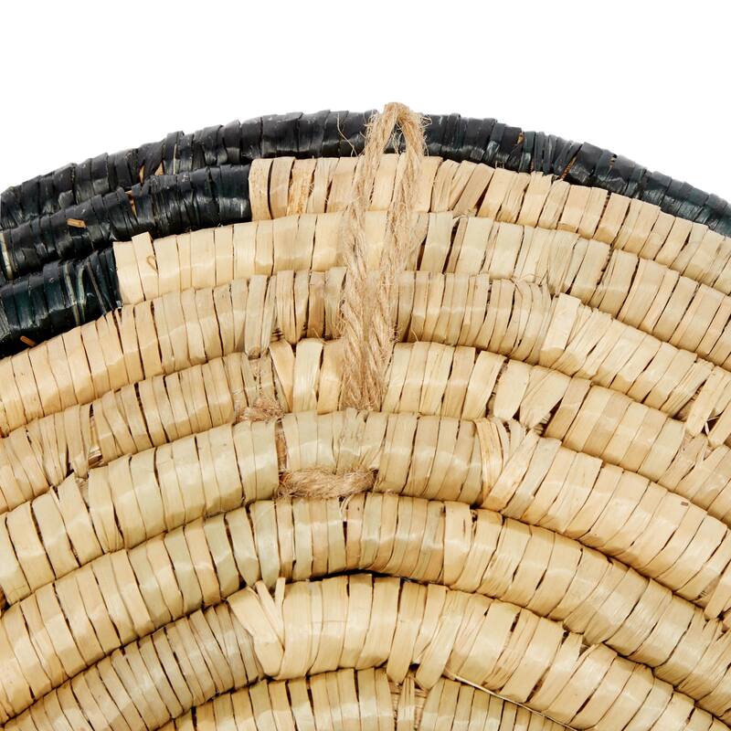 Seagrass Plate Handmade Spiral Basket Home Wall Decor - Set of 3 Black - Roche River Decor