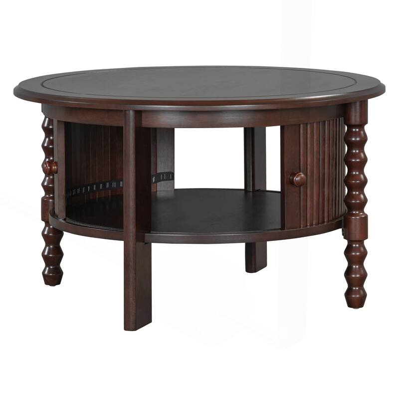 Vintage Round Coffee Table with Practical Storage for Various Rooms