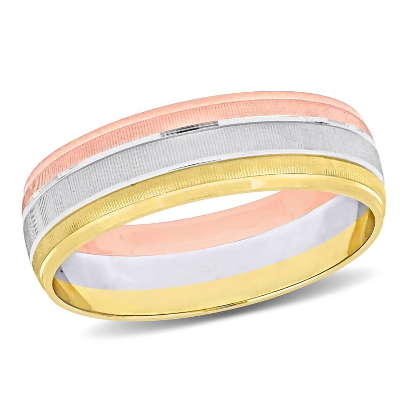 Miadora 6mm Brushed Finish Wedding Band in 14k 3-Tone Gold