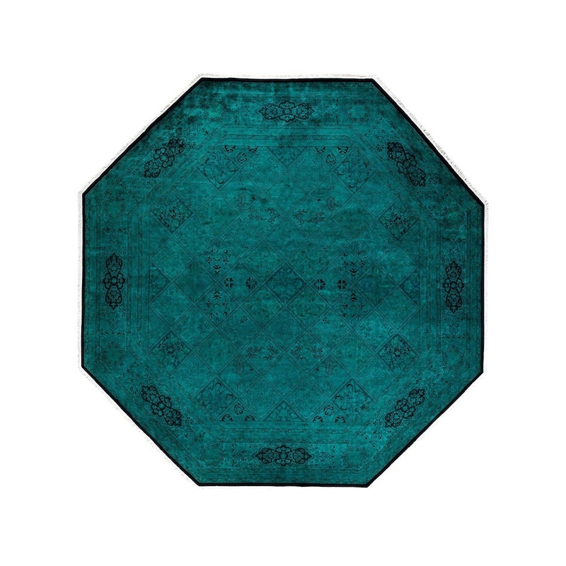 Fine Vibrance, One-of-a-Kind Hand-Knotted Area Rug - Green, 8' 1" x 8' 1" - 8' 1" x 8' 1"