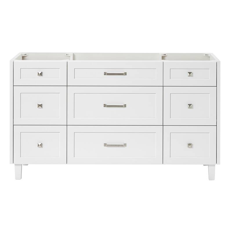 Ariel B60-BC Monroe 60" Double Free Standing Vanity Cabinet Only - White