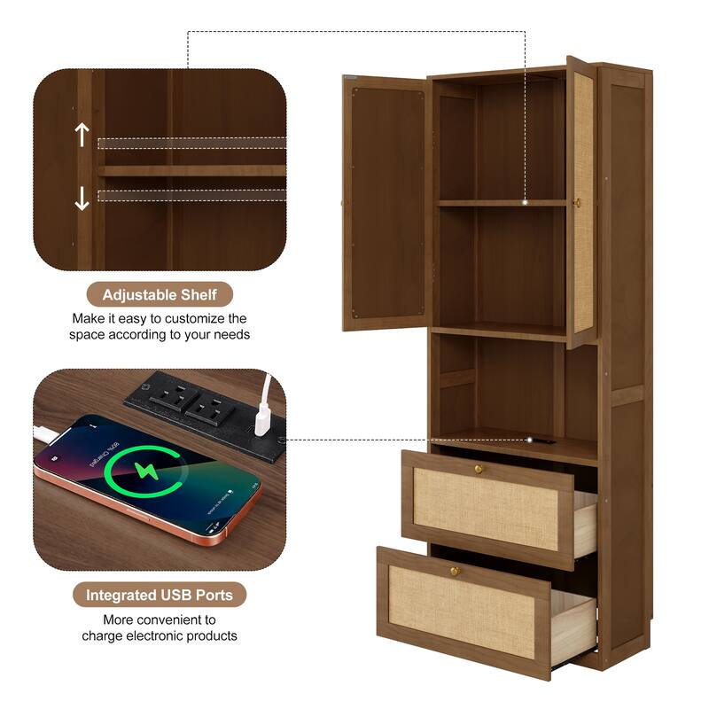 Foldable Bed Convert Cube Cabinet Rattan Murphy Bed Space-Saving Bed