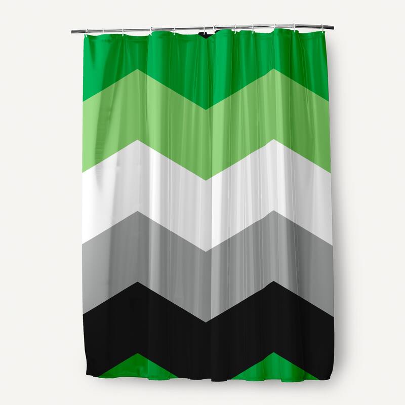 Inclusive Pride Flag Durable Poly Shower Curtain - Aromantic Chevron