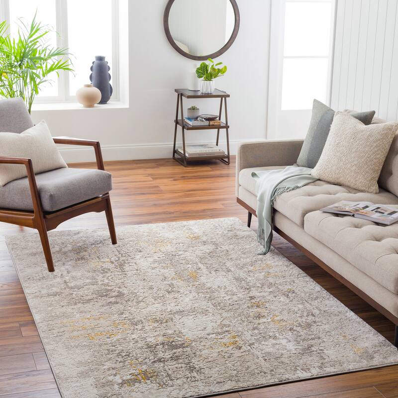 Livabliss Roswell Modern Industrial Area Rug - Taupe/Gold - 9' 2" x 12'