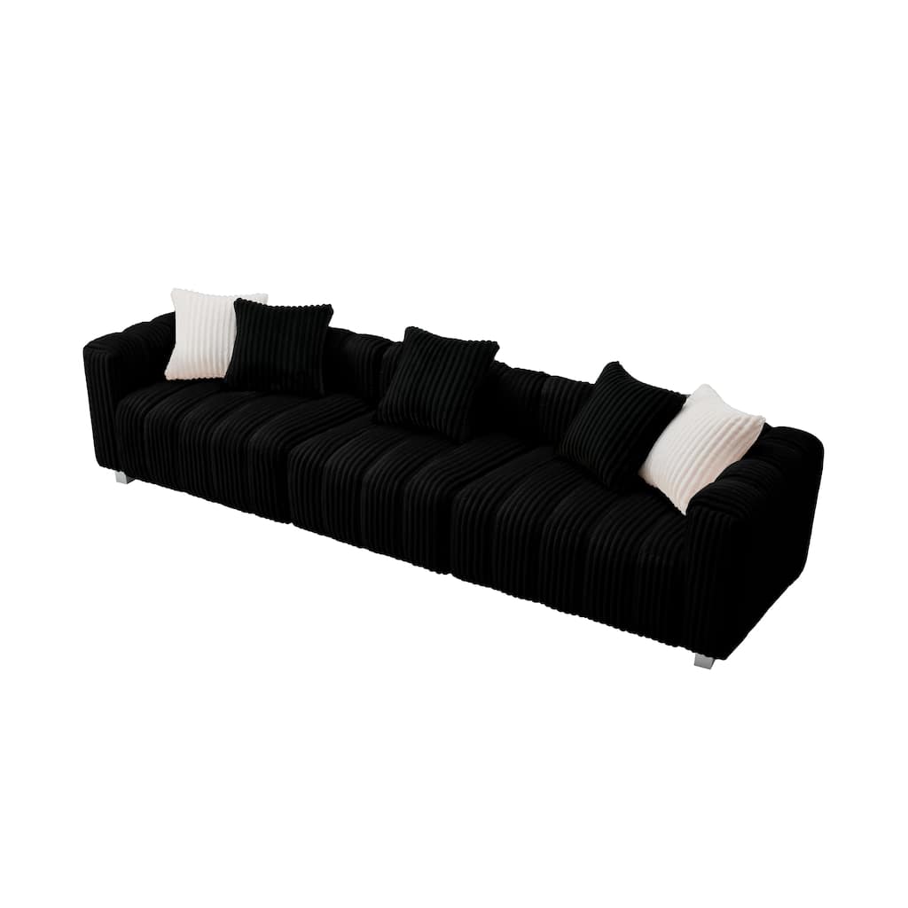 Corduroy Three-Seater Sofa - Sturdy Wooden Frame, Comfortable & Durable