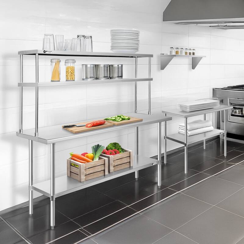 Stainless Steel Double Overshelves for Prep and Work Tables