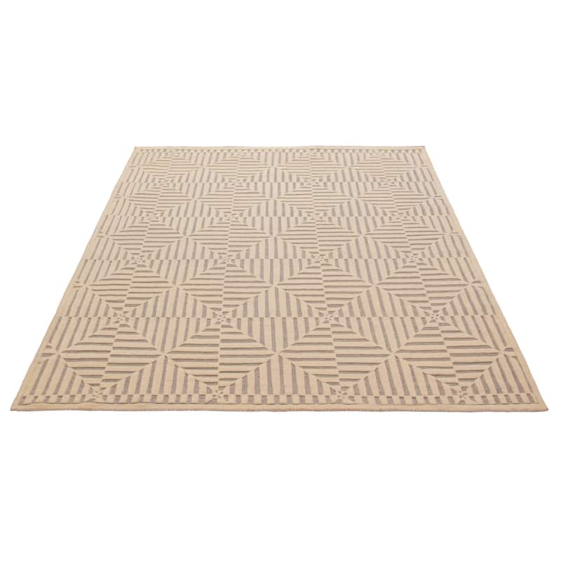 ECARPETGALLERY Hand-knotted Tangier Cream Wool Rug - 8'2 x 9'11