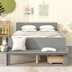 preview thumbnail 24 of 26, Stylish Twin/ Full Size Platform Bed Frame with Footboard Bench and 2 Storage Drawers, Pine Wood Platform Bed Frame for Bedroom