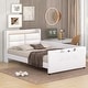 preview thumbnail 1 of 27, Upholstered Bed Platform Bed Faux Leather Bed Frame with Storage Headboard and Guardrail Wood Slat Support Low Profile Bed Beige - Twin