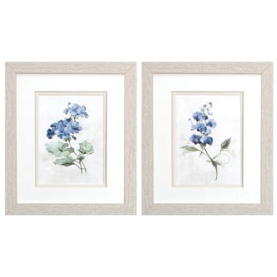 Farmhouse Periwinkle S/2 Framed Art Under glass