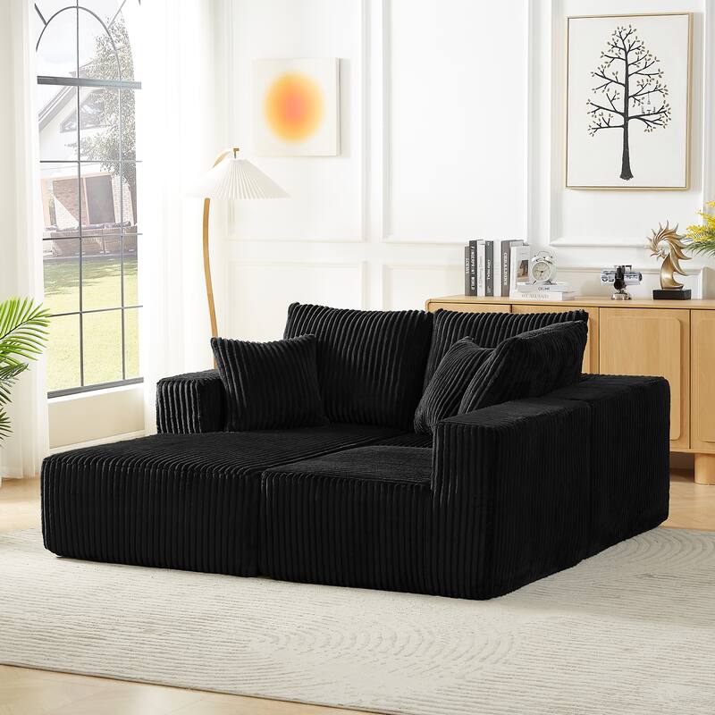 L Shaped Modular Sectional Sofa, Corduroy Upholstered Cloud Couch, Full-Compressed 4 Seat Sofa for Living Room