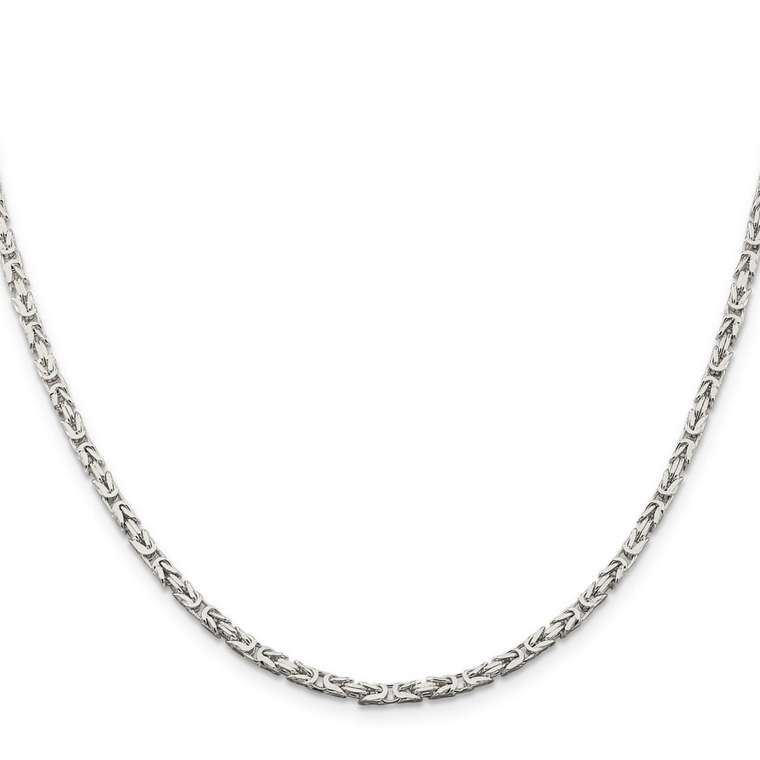 Curata 925 Sterling Silver 2.5mm Squared Byzantine Chain Necklace for Men