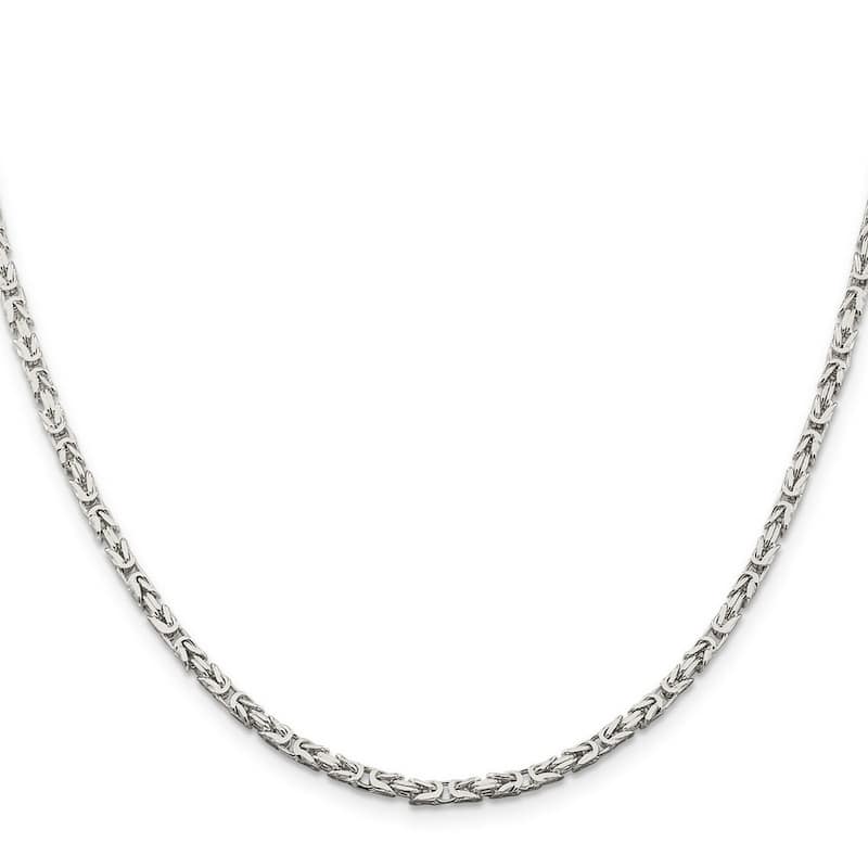 Curata 925 Sterling Silver 2.5mm Squared Byzantine Chain Necklace for Men Option: 16 18 20 24 30