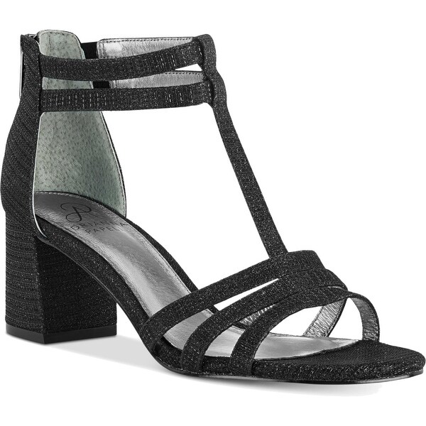 shimmer block heel sandals
