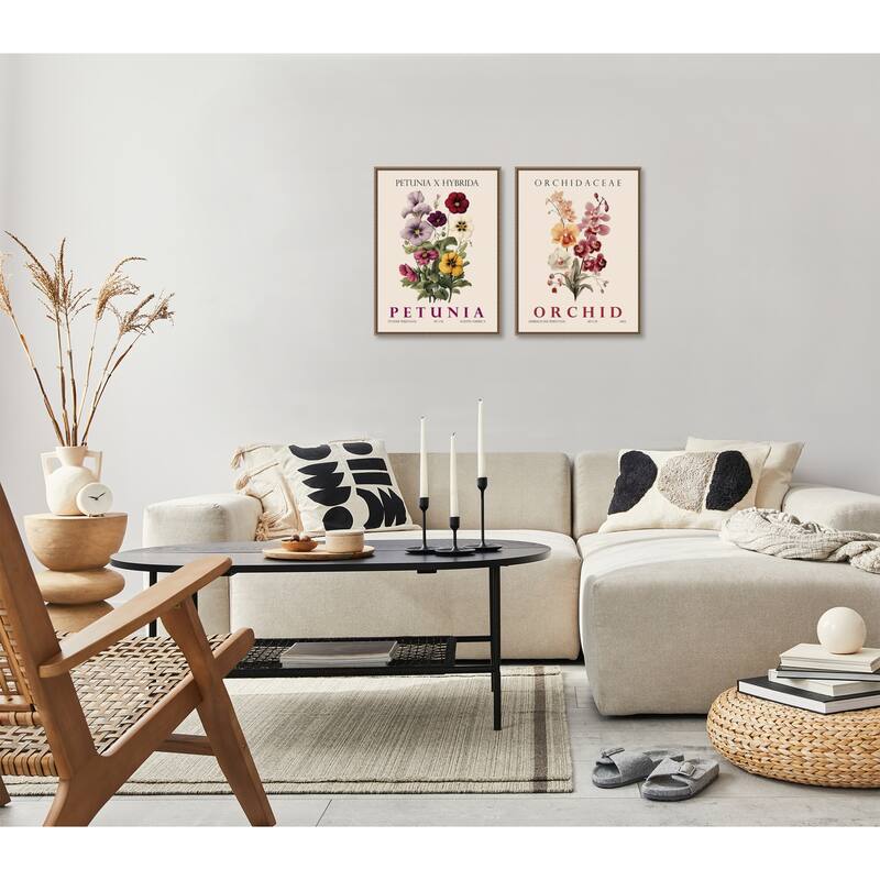 Amanti Art Vintage Orchid Petunia & Hydrangea 2 Piece by Christopher Giampietro Framed Canvas Wall Art