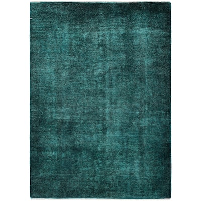 Overdyed One-of-a-Kind Hand-Knotted Area Rug - Green - 4' 2" x 5' 9"