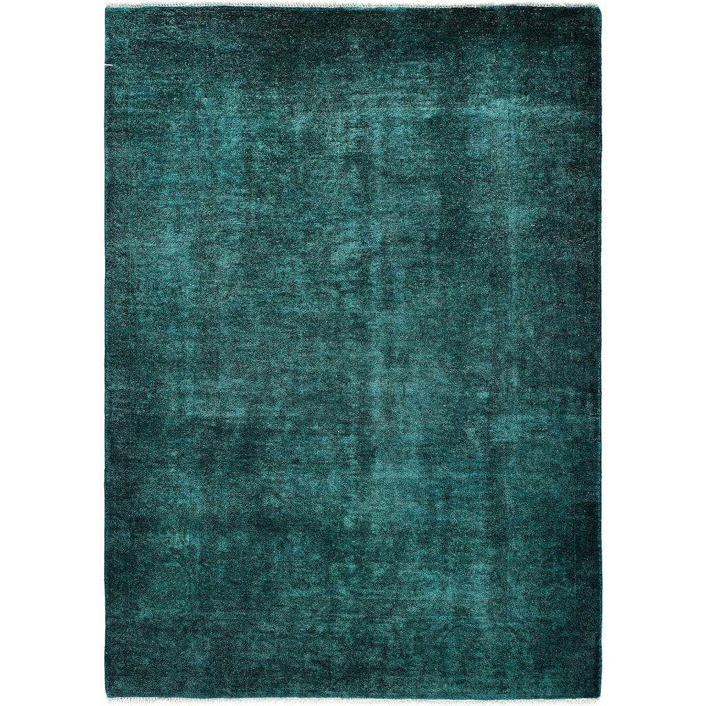 Overdyed One-of-a-Kind Hand-Knotted Area Rug - Green - 4' 2" x 5' 9"