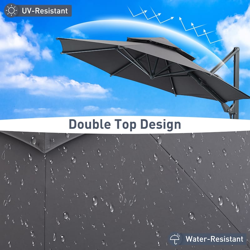 Autlaycil 10FT Cantilever Patio Umbrella with Base Included 360 Rotation Large Offset Hanging Outdoor Shade