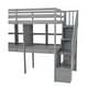 preview thumbnail 12 of 11, Wooden Twin Size Loft Bed with Double Desks & Storage Staircase, Grey