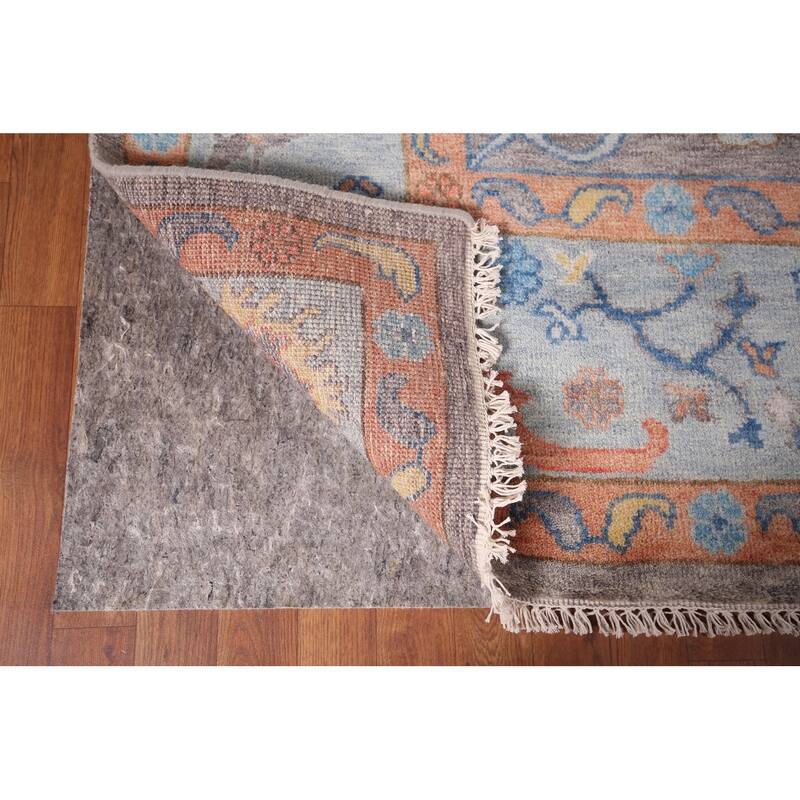 Gray Oushak Indian Area Rug Handmade Wool Carpet - 8'7"x 12'3"