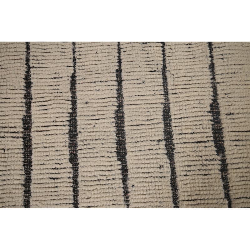 Striped Moroccan Oriental Area Rug Handmade Wool Carpet - 7'9"x 11'3"