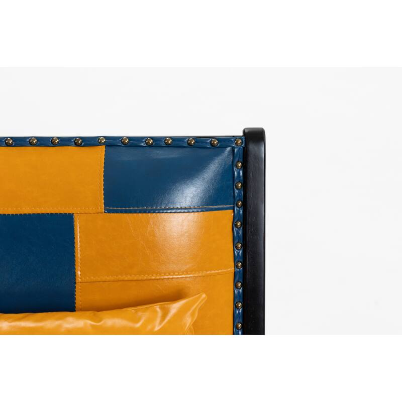 Boho Accent Chairs for Living Room, Ergonomic Lounge Reading Chair, Side Chair with Curved Backrest & Solid Wood Frame