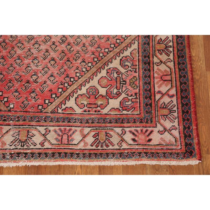 Hand Knotted Oriental 100% Wool Carpet Traditional Geometric Red Botemir Area Rug - 6' 7'' X 4' 2''