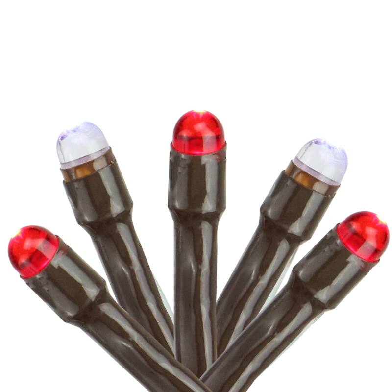 2'x8' Red White Micro LED Net Style Tree Trunk Lights Brown Wire