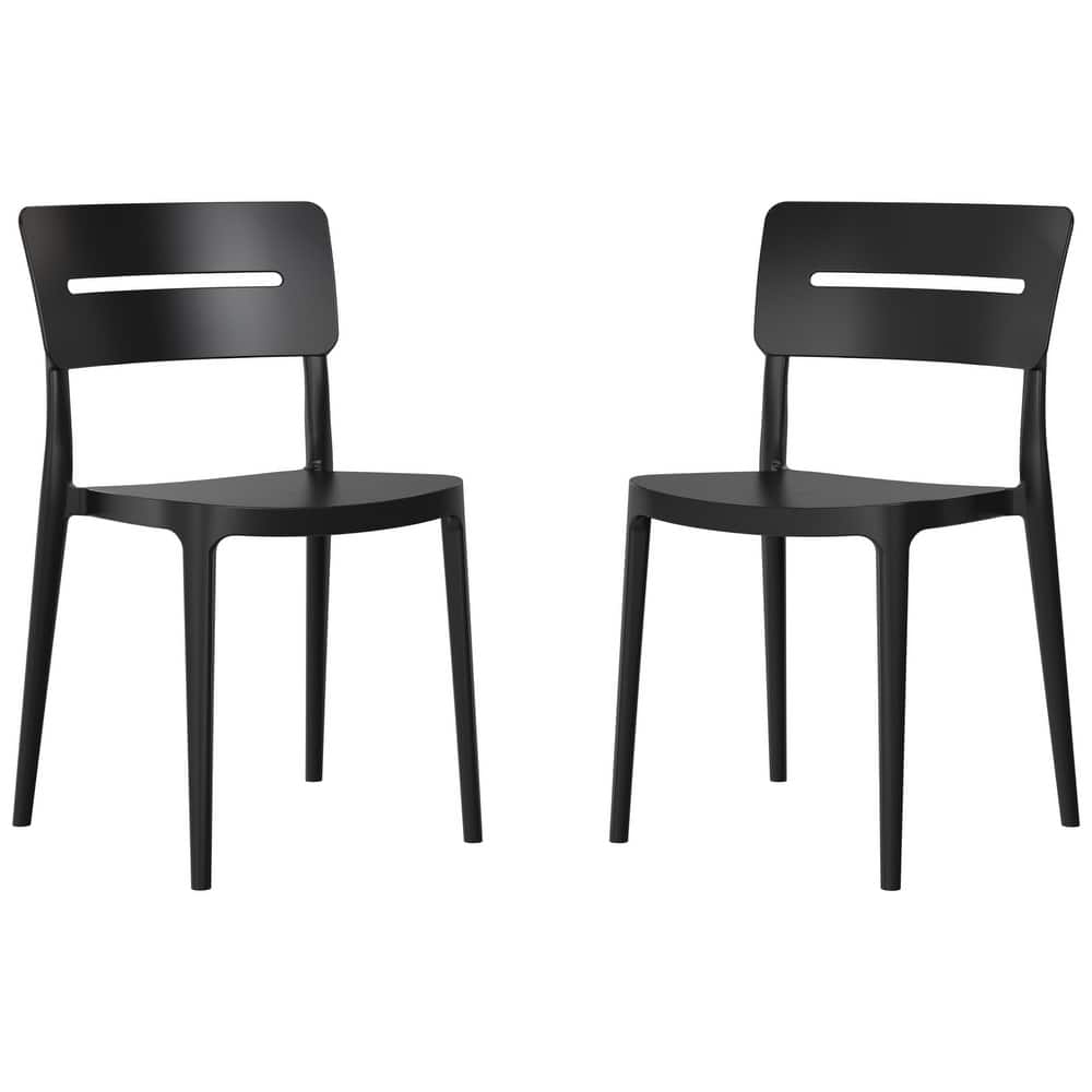 Frond and Form Modern Outdoor Patio Stacking Dining Side Chair (Set of 2)