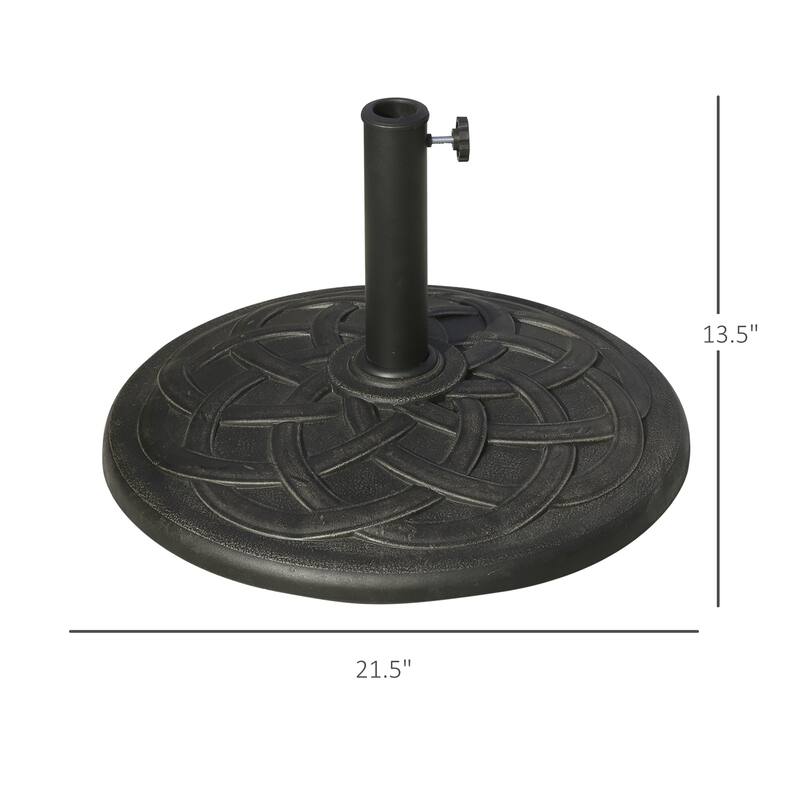 Heavy Duty Resin and Steel Outdoor Umbrella Base with Hand-Turn Knob Fits 1.5 to 1.89 Inch Poles - 21.5" x 13.5"