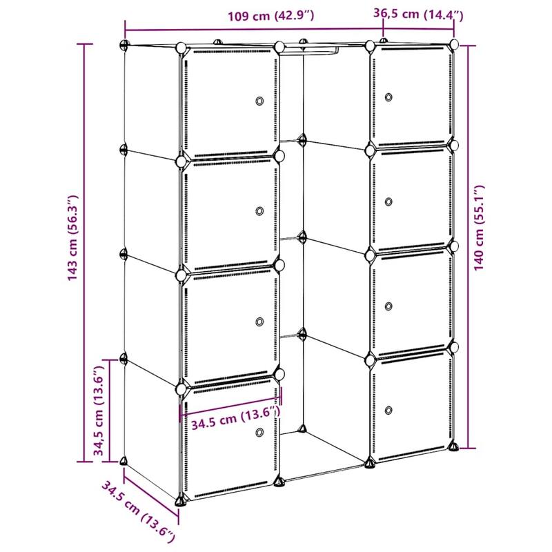 vidaXL Modular Cabinet with Compartments Storage Organizer for Living Room