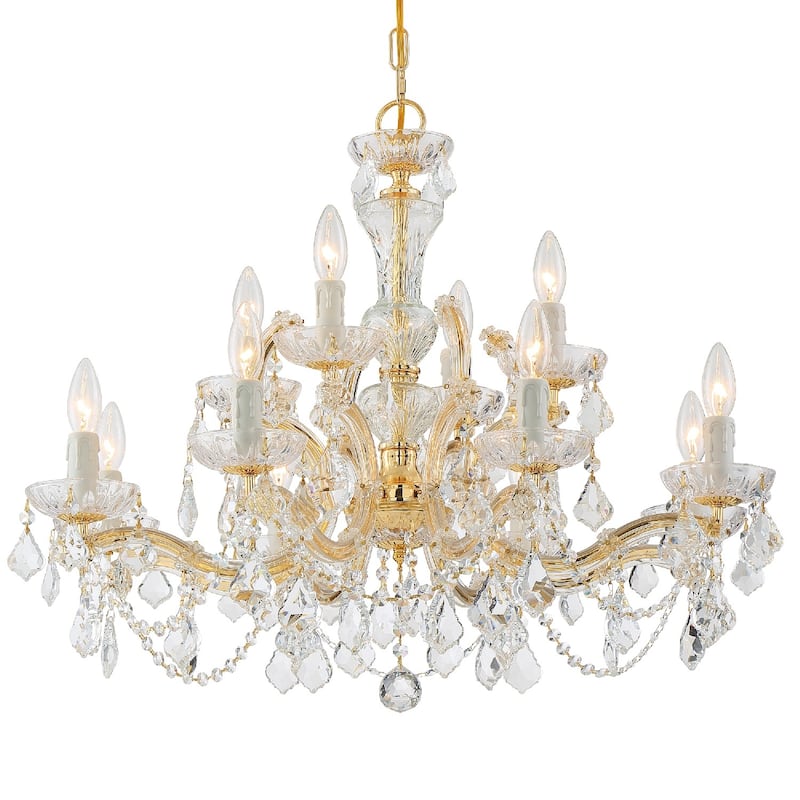 Maria Theresa 12 Light Clear Crystal Chandelier - 29'' W x 25.5'' H - 29'' W x 25.5'' H