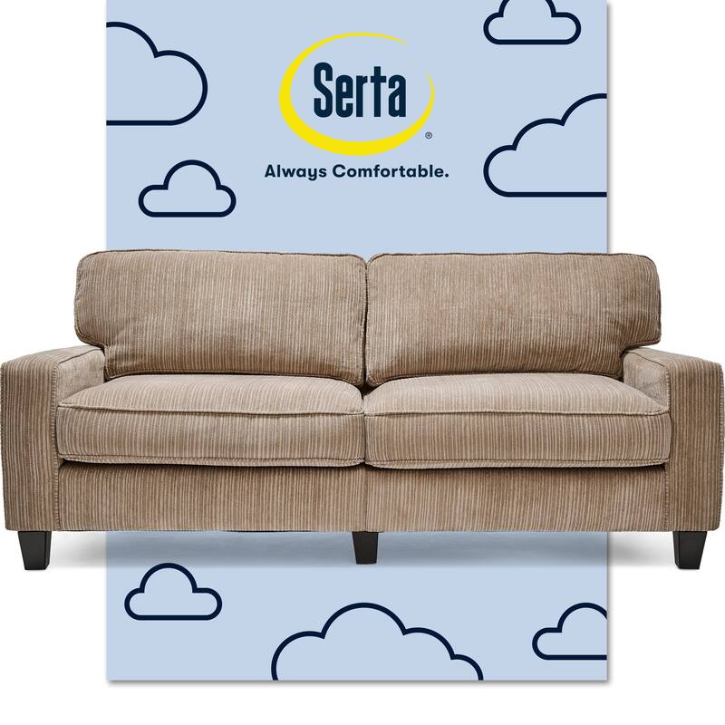Serta Palisades Upholstered 73" Sofas for Living Room Modern Design Couch, Straight Arms, Soft Upholstery, Tool-Free Assembly - Beige