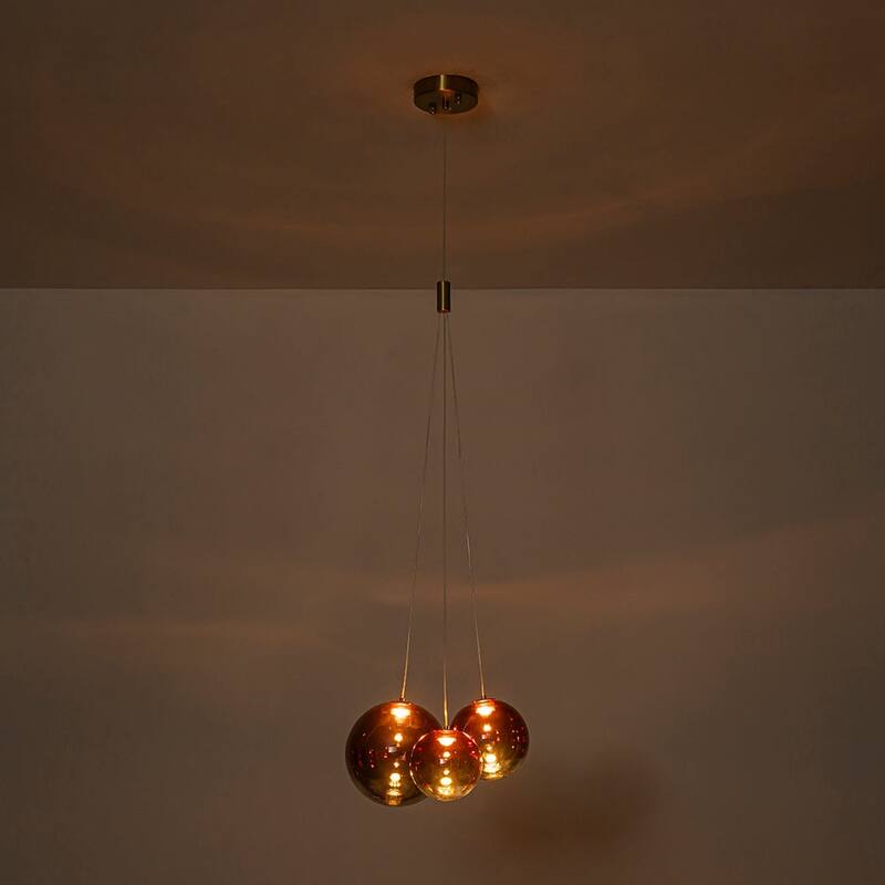 Modern 3-Light Dimmable LED Glass Globe Bubble Cluster Chandelier