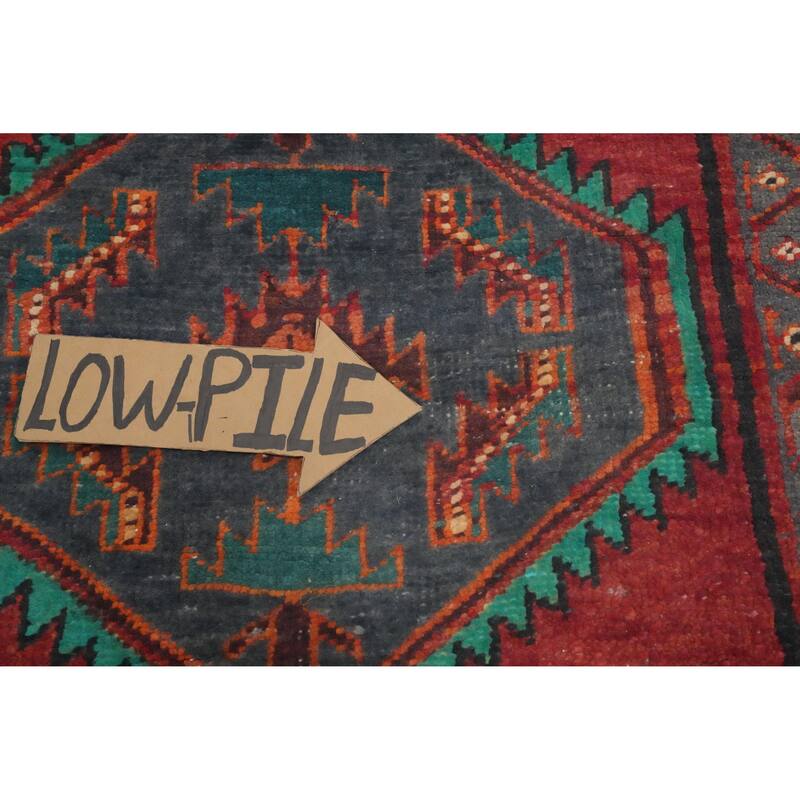 Hand Knotted Oriental 100% Wool Carpet Traditional Geometric Red Ardebil Runner Rug - 8' 10'' X 3' 4''