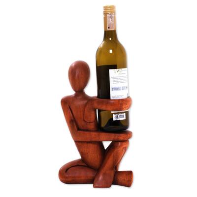 Handmade The Invitation Wood wine bottle holder (Indonesia) - 35 x 24 x 16