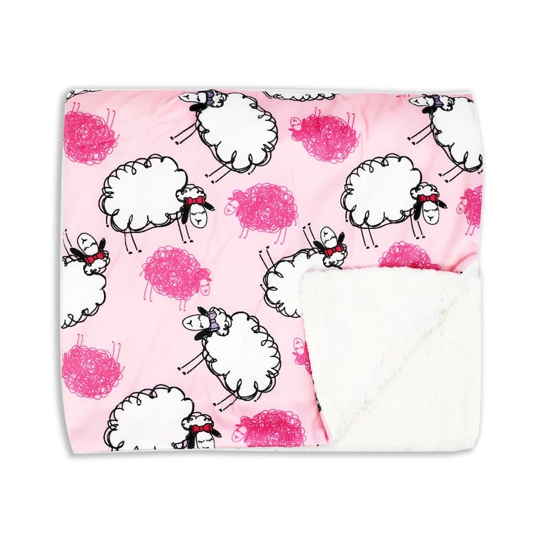 Printed Minky Plush Baby Blanket - N/A - Pink/White
