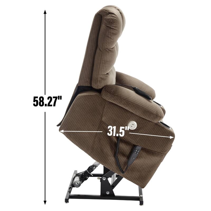 Chenille Power Lift Recliner with Massage, Heating & Cup Holders