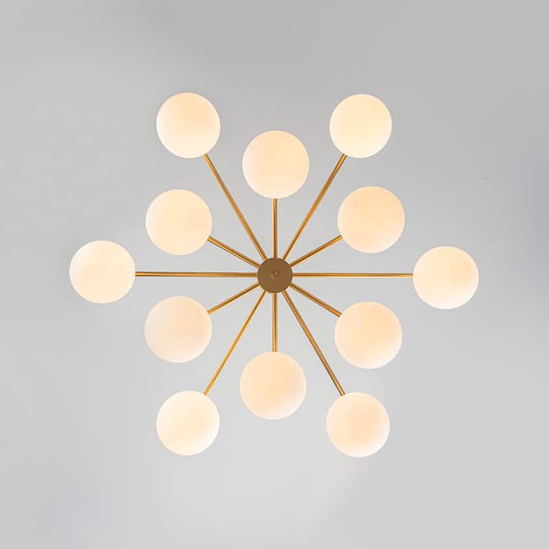 Mid-Century Tiered Milky Glass Globe Sputnik Bubble Ceiling Light