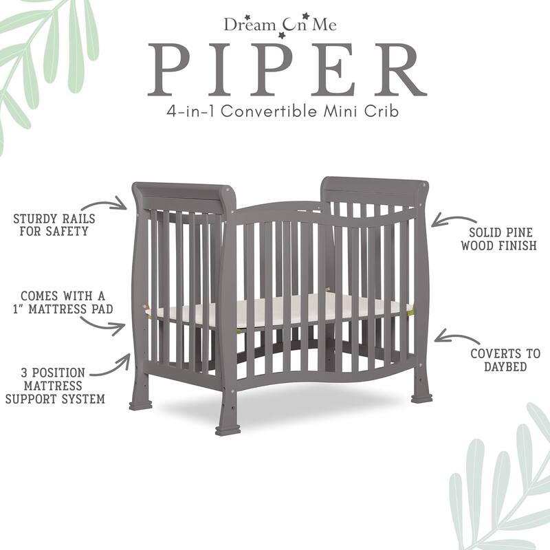 Dream On Me Violet 4-In-1 Convertible Mini Crib