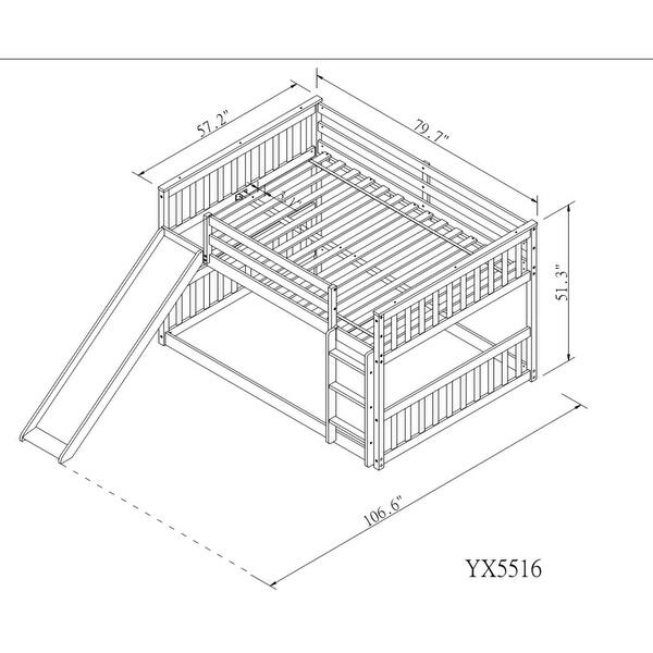 dimension image slide 1 of 2, Full over Full Bunk Bed with Slide and Ladder in Grey, Easy Assembly