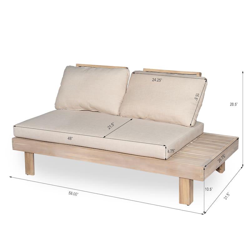 Christopher Knight Home - Topia Mid-Century Outdoor Sectional Sofa Set with Coffee Table and Water-Resistant Cushions