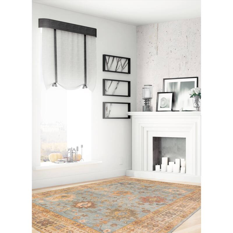 ECARPETGALLERY Hand-knotted Modern Oushak Light Blue Wool Rug - 8'0 x 10'1