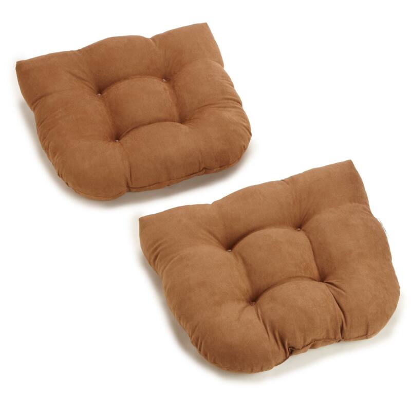 19-inch U-Shaped Microsuede Chair Cushion (Set of 1, 2, or 4) - Set of 2 - Saddle Brown
