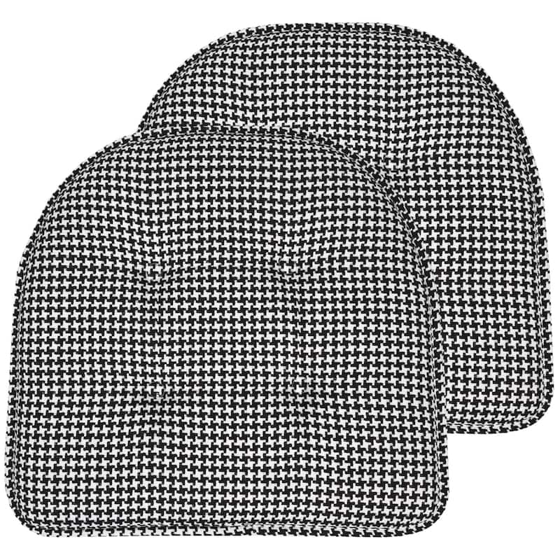 Houndstooth U-Shaped 16" x 17" Memory Foam Chair Pad - Set of 2 - Black