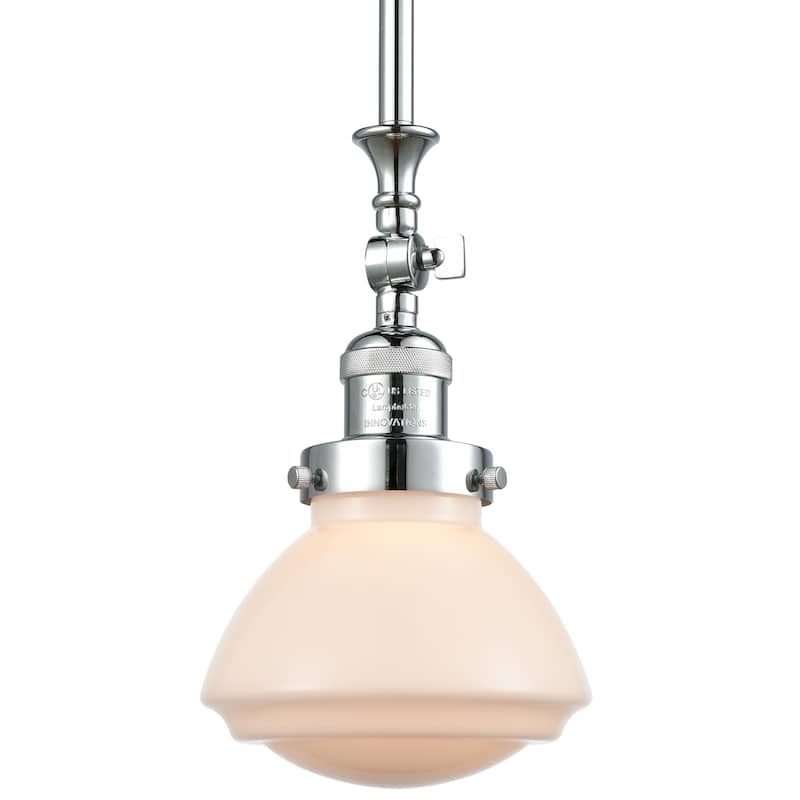 Innovations Lighting Olean 7" Wide Mini Rod Hung Adjustable Pendant - Polished Chrome / Matte White