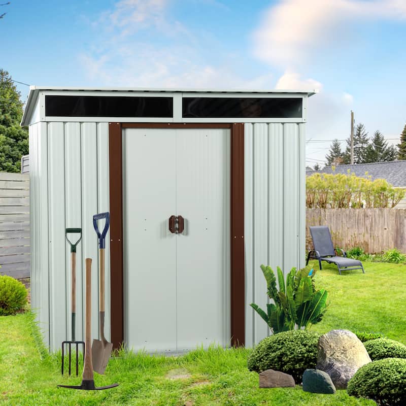 6 ft. x 5 ft. Outdoor Galvanized Metal Storage Shed with Sliding Door