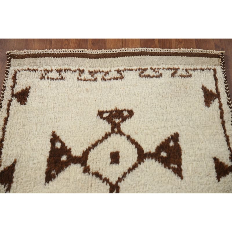 Anatolian Oriental Runner Rug Handmade Natural Dye / Beige Wool Carpet - 3'1"x 11'1"