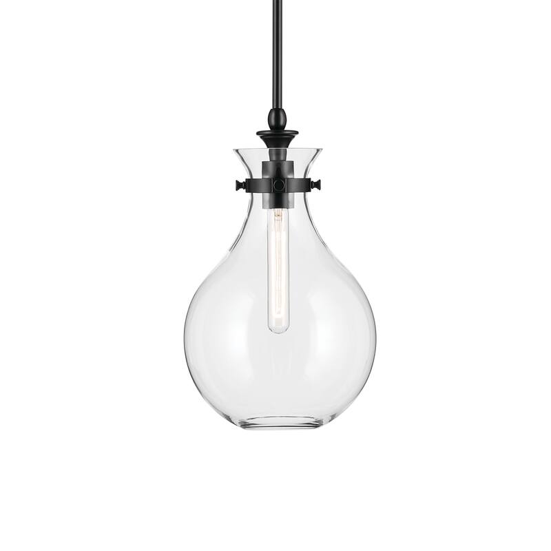 Kichler Lighting Laria 9.75 Inch 1 Light Pendant with Clear Glass in Black